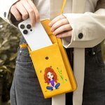 Personlig 3D tecknad flicka Födelseblomma Läder Telefon Plånbok Crossbody Väska med namn Bärbar Resa Essentials Födelsedagspresent för kvinnor