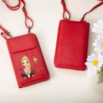 Personlig 3D tecknad flicka Födelseblomma Läder Telefon Plånbok Crossbody Väska med namn Bärbar Resa Essentials Födelsedagspresent för kvinnor