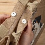 Personalized 1-3 Cute 3D Cartoon Dogs Large Jute Tote Bag with Names Travel Essential Birthday Gift for Women Pet Lovers