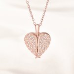 Personalized Dainty Angel Wings Dog Cat Ears Outline Heart Necklace with Engraved Name Birthday Pet Loss Memorial Gift for Pet Owners Lovers