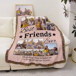 Personalized Best Ever 9 Family Photos Collage Soft Throw Blanket with Nickname and Tassels Home Decor Birthday Father's Day Gift for Dad Grandpa