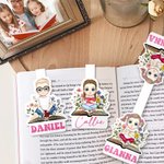 Personalized Flowers Cartoon Reading Character Magnetic Bookmark Clip with Name Reading Supplies Birthday Gift for Book Lover Bookworm Librarian