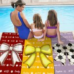 Personlig Baseball Softball Bow Quick Dry Oversized Microfiber Beach Handduk med namn Sommar Essentials Födelsedagspresent för bollsportälskare