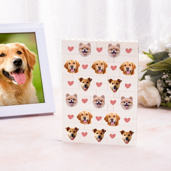 Personalized Funny 1-3 Avatar Photos Building Brick Puzzles with Heart Home Decor Holiday Birthday Gift for Friends Family