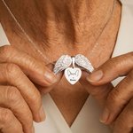 Personalized Dainty Angel Wings Dog Cat Ears Outline Heart Necklace with Engraved Name Birthday Pet Loss Memorial Gift for Pet Owners Lovers