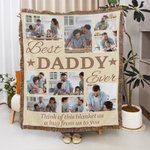 Personalized Best Ever 9 Family Photos Collage Soft Throw Blanket with Nickname and Tassels Home Decor Birthday Father's Day Gift for Dad Grandpa