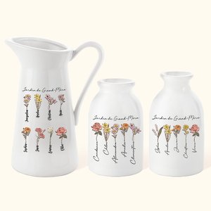 Vase en Céramique avec Fleurs Personnalisées pour le Mois de Naissance Décoration pour la Maison Cadeau de Fête des Mères pour Maman Grand-mère