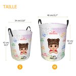 Panier à Linge Personnalisé en Dessin Animé avec Nom Cadeau d'Anniversaire pour Garçon et Fille