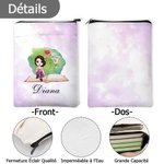 Pochette Livre Personnalisé avec Nom et Personnage Accessoire avec Fermeture Éclair Cadeau d'Anniversaire pour Amoureux de Lecture