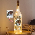 Personlig LED-flasklampa med foto och namn som håller händer Alla hjärtans dag - jubileumsgåva för par