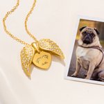 Personalized Dainty Angel Wings Dog Cat Ears Outline Heart Necklace with Engraved Name Birthday Pet Loss Memorial Gift for Pet Owners Lovers