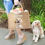 Personalized 1-3 Cute 3D Cartoon Dogs Large Jute Tote Bag with Names Travel Essential Birthday Gift for Women Pet Lovers