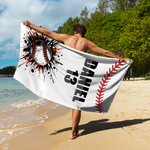 Personalized Graffiti Bomb Baseball Oversized Quick Dry Beach Towel with Name and Number Beach Accessories Birthday Gift for Baseball Lover