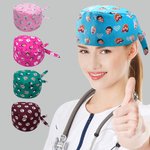 Personalized Multicolor Bone Paw Heart Face Photos Adjustable Tieback Scrub Cap Appreciation Birthday Gift for Nurse Doctor Veterinarian