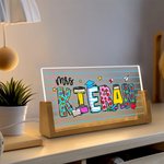 Personalised Teacher Element Acrylic LED Night Light with Wooden Base Office Decor Teacher's Day Appreciation Gift for Teacher