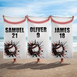 Personalized Graffiti Bomb Baseball Oversized Quick Dry Beach Towel with Name and Number Beach Accessories Birthday Gift for Baseball Lover