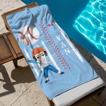 Personlig baseboll tecknad karaktär snabbtorkande överdimensionerad mikrofiber strandhandduk med namn strandfest väsentlig födelsedagspresent för basebollälskare