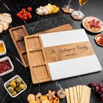 Personalized Engraved Name Date Acacia Marble Cutting Board Coaster Set with Ceramic Bowl Wooden Spoon Housewarming Gift for Family