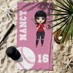 Asciugamano da spiaggia personalizzato oversize ad asciugatura rapida con personaggio femminile dei cartoni animati regalo di compleanno per donne