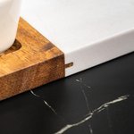 Personalized Engraved Name Date Acacia Marble Cutting Board Coaster Set with Ceramic Bowl Wooden Spoon Housewarming Gift for Family