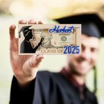 Personalized Graduates Silhouette Graduation Cap Scroll Wooden Money Holder with Name and Year Congratulation Graduation Gift for Schoolmates Friends