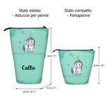 Astuccio telescopico personalizzato con nome motivo dell'unicorno dinosauro o mostro portapenne matita scuola cancelleria regalo per bambini