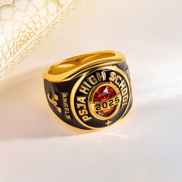 Personalized Birthstone Zodiac Graduation Signet Ring with Engraved Name and Text Graduation Keepsake Gift for High School University Graduates