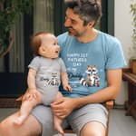 Personalizado lindo oso de dibujos animados zorro animal 100% algodón bebé body camiseta con nombre feliz 1er regalo del día del padre para el bebé papá