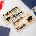 Personalized Graduates Silhouette Graduation Cap Scroll Wooden Money Holder with Name and Year Congratulation Graduation Gift for Schoolmates Friends