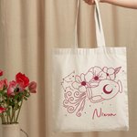 Personalizada Signo del Zodiaco Flor Lienzo Bolsa de tela reutilizable con nombre Esenciales de viaje Graduación Cumpleaños Regalo para Mujeres