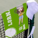 Personalized Softball Baseball Female Cartoon Character Waffle Sports Towel with Name Game Day Birthday Gift for Ball Lovers