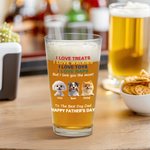 Personalized The Best Dog Dad 3D Cartoon Dog 16 oz Beer Glass with 1-4 Names Happy Father's Day Gift for Dad Dog Beer Lover