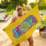 Asciugamano da spiaggia personalizzato con nome ad asciugatura rapida e oversize regalo di compleanno festa estiva e vacanze per lei