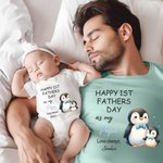 Personalized Cute Seahorse Hedgehog Family Animals 100% Cotton Baby Bodysuit Matching T-shirt with Name First Father's Day Gift for Dad Newborn