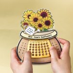 Personalisierter Sonnenblume Kaktus Blumentopf Ewiger Kalender Acryl Anhänger mit Text Tisch Deko Dankeschön Abschied Geschenk für Lehrer Lehrerinnen