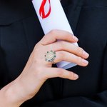 Personalised Birthstone Initial Engraved College Signet Ring with Year and School Name High School University Graduation Gift for Graduates