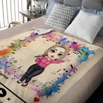 Personnalisé Cartoon Character Music Player Soft Throw Blanket with Name Home Decor Birthday Gift for Music Lovers Friends