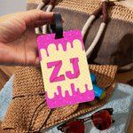 Personalisierte Baseball Softball Stil schmelzende Eiscreme Gepäckanhänger mit Buchstaben oder Zahlen Reisezubehör Geburtstagsgeschenk für Baseball Softball-Liebhaber