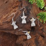 Personalised Birthstone Flower Highland Cow Earrings Dainty Jewellery Birthday Anniversary Gift for Women Highland Cow Lovers