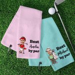 Personalisierte lustige Cartoon Golfspieler Gesicht Foto saugfähige Waffel Sport Handtuch mit Namen und hängenden Clip Gym Workout Geburtstagsgeschenk für Golfliebhaber