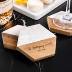Personalized Engraved Name Date Acacia Marble Cutting Board Coaster Set with Ceramic Bowl Wooden Spoon Housewarming Gift for Family