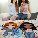 Couverture Douce Personnalisée avec 1-2 Personnages et Noms Décoration de Maison Cadeau d'Anniversaire pour Femme et  Amateurs de Musique