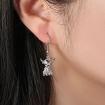 Personalised Birthstone Flower Highland Cow Earrings Dainty Jewellery Birthday Anniversary Gift for Women Highland Cow Lovers