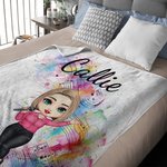 Couverture Douce Personnalisée avec 1-2 Personnages et Noms Décoration de Maison Cadeau d'Anniversaire pour Femme et  Amateurs de Musique