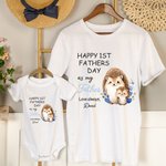 Personalizado lindo oso de dibujos animados zorro animal 100% algodón bebé body camiseta con nombre feliz 1er regalo del día del padre para el bebé papá