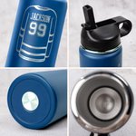 Personalized Hockey Jersey and Hockey Stick Design Insulated Water Bottle with Laser Engraved Name and Number Birthday Gift for Hockey Lovers Players
