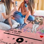 Personnalisé Cartoon Character Music Player Soft Throw Blanket with Name Home Decor Birthday Gift for Music Lovers Friends