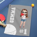 Personalized Softball Baseball Female Cartoon Character Waffle Sports Towel with Name Game Day Birthday Gift for Ball Lovers