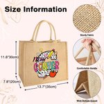 Personalized Pencil Apple Spotted Initial Large Jute Tote Bag with Name Teacher's Day Appreciation Birthday Gift for Teacher