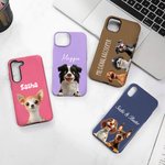 Personalizzato 1-3 Carino 3D Cartoon Cani Custodia del telefono per iPhone o Samsung con nome Compleanno Anniversario regalo per gli amanti del cane